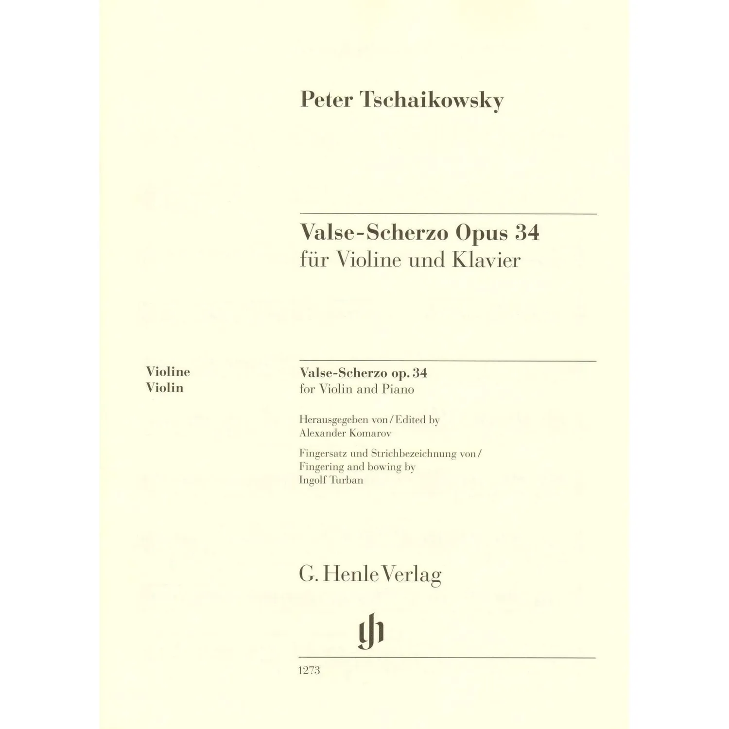 Shar Music Tschaikowski Valse-Scherzo op. 34 Violinnoten Urtext