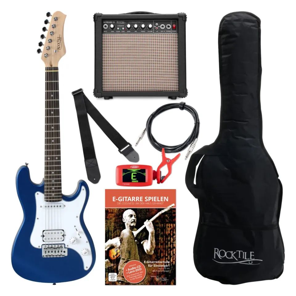 Rocktile Sphere Junior E-Gitarre 3/4 Blau Starter-Set