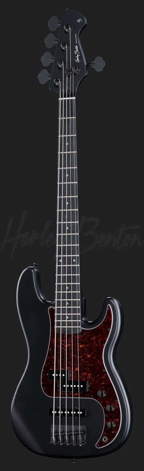 Harley Benton PJ-5 SBK E-Bass 5-saitig Satin Schwarz