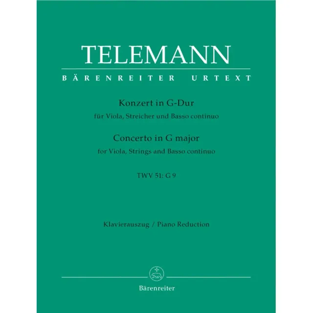 Telemann Konzert G-Dur TWV 51:G9 Noten Viola Klavier Urtext