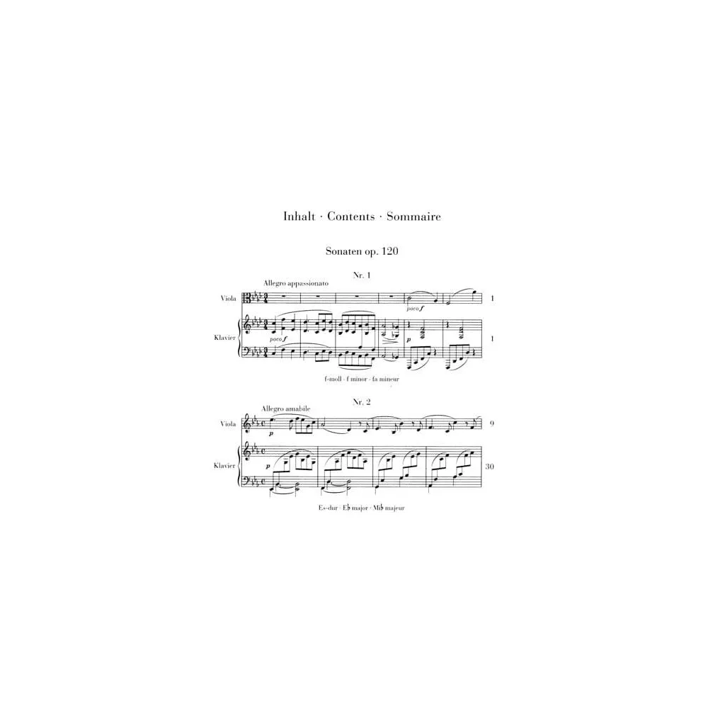Henle Brahms Sonaten Nr.1-2 Op.120 Bratschennoten Viola Klavier