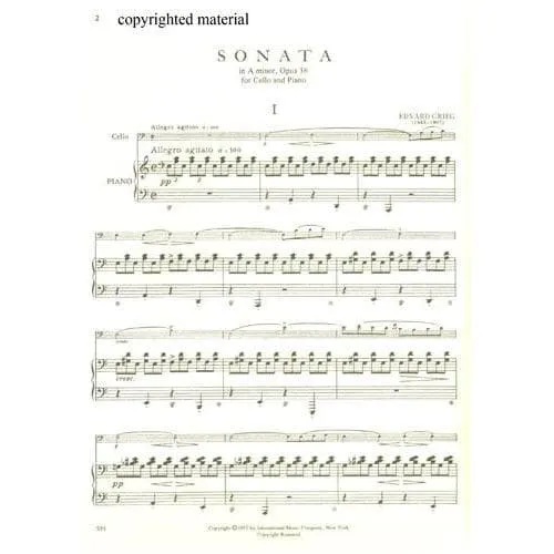 International Grieg Sonate a-moll Op 36 Cellonoten Cello Klavier