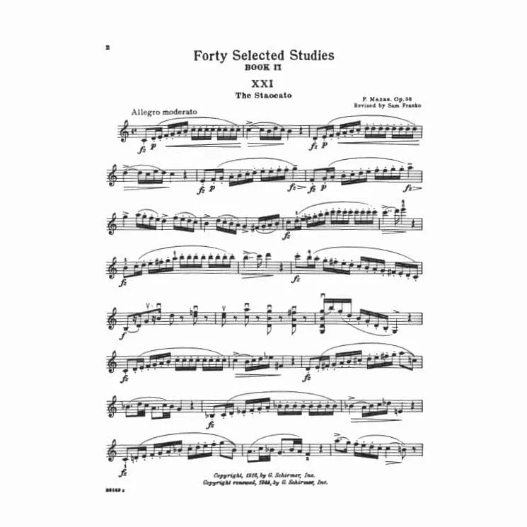 Schirmer Mazas 40 Studien Op. 36 Heft 2 Violinnoten