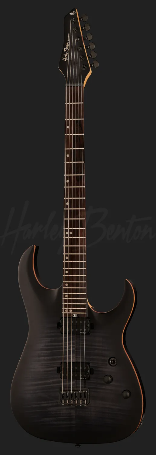 Harley Benton Amarok-BT Baritongitarre Black Natural Flame Burst