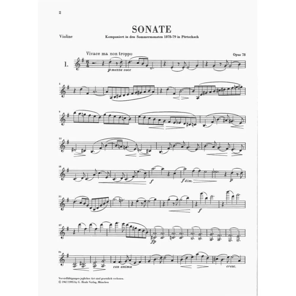 Brahms Violinsonaten Op.78/100/108 Henle Urtext
