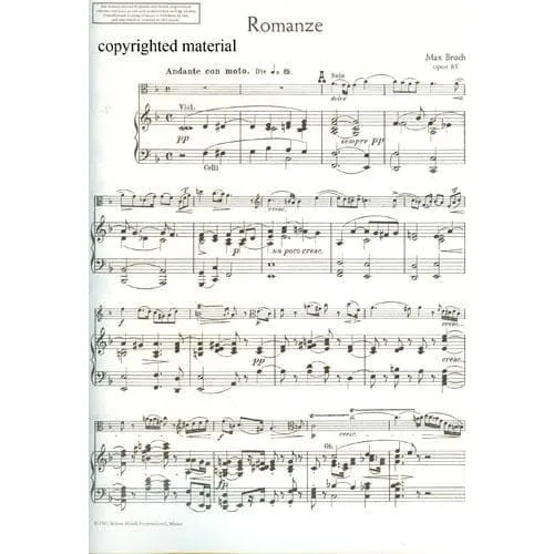 Bruch Romance Op. 85 Viola Noten mit Klavier