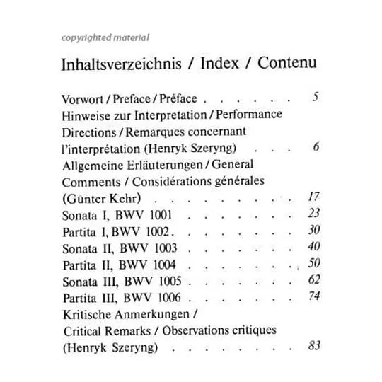 Schott Bach 6 Sonaten Partiten BWV 1001-1006 Noten Violine Szeryng