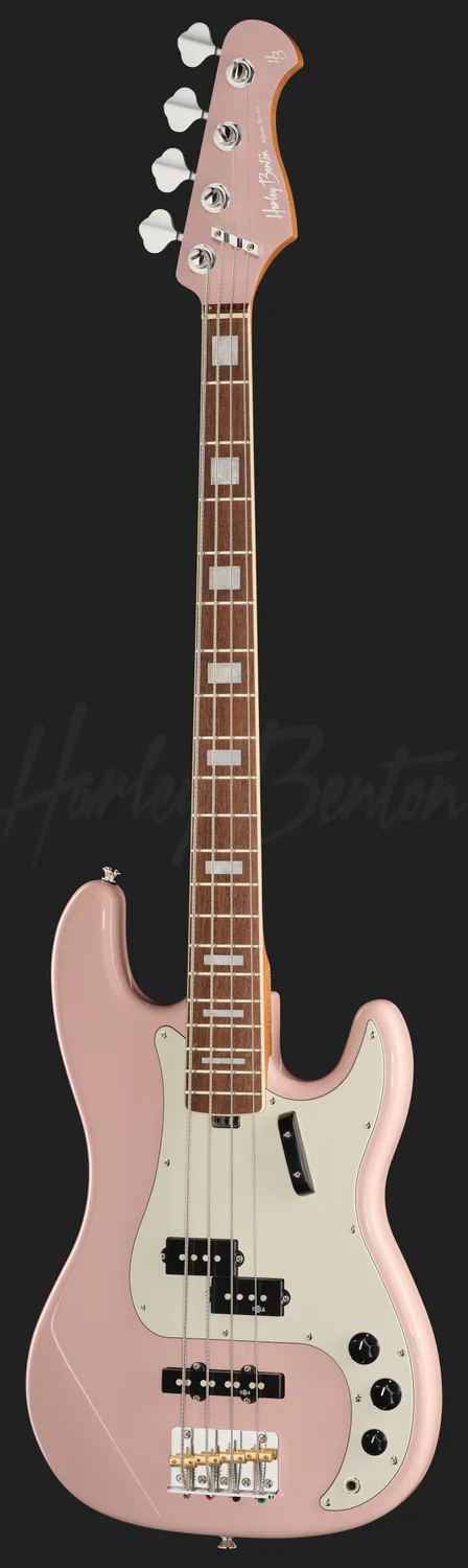 Harley Benton MV-4PJ E-Bass Shell Pink Ahorn-Hals