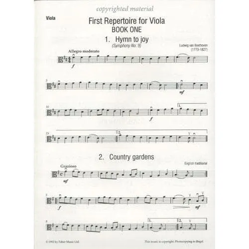 Faber First Repertoire Viola Buch 1 Bratschennoten
