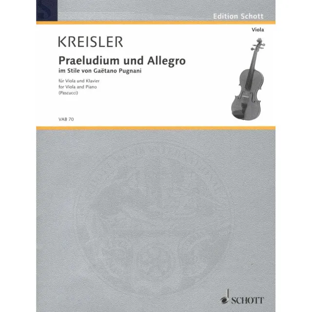Schott Kreisler Praeludium und Allegro Viola Klaviernoten