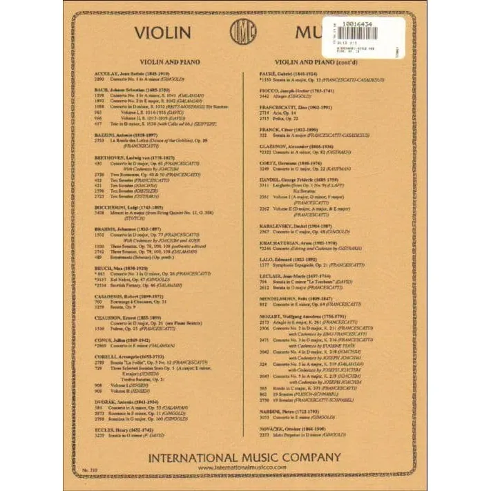 Wieniawski Ecole Moderne Op 10 Noten Violine solo Galamian