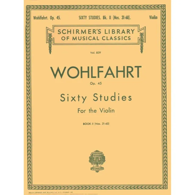 Schirmer Wohlfahrt 60 Etüden Op 45 Heft 2 Violine Noten