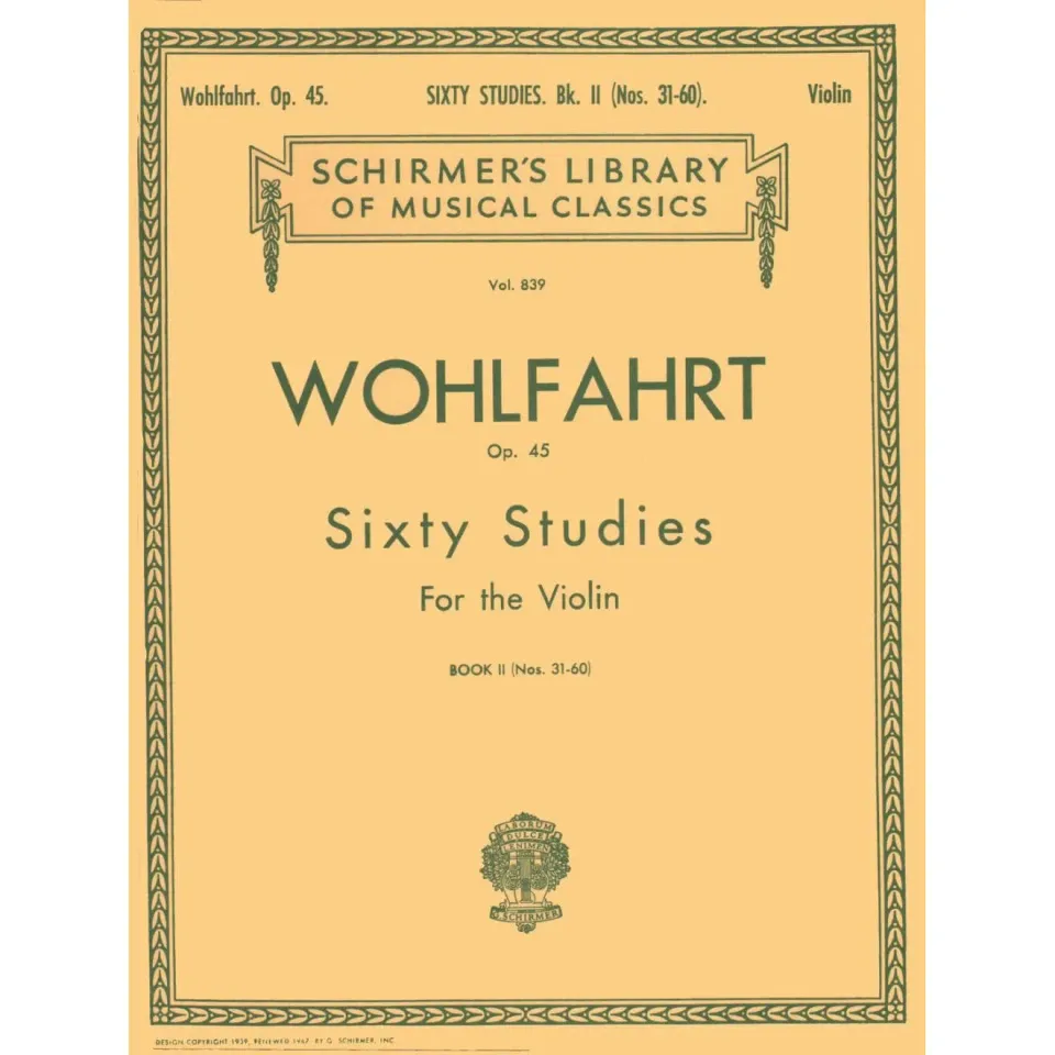 Schirmer Wohlfahrt 60 Etüden Op 45 Heft 2 Violine Noten