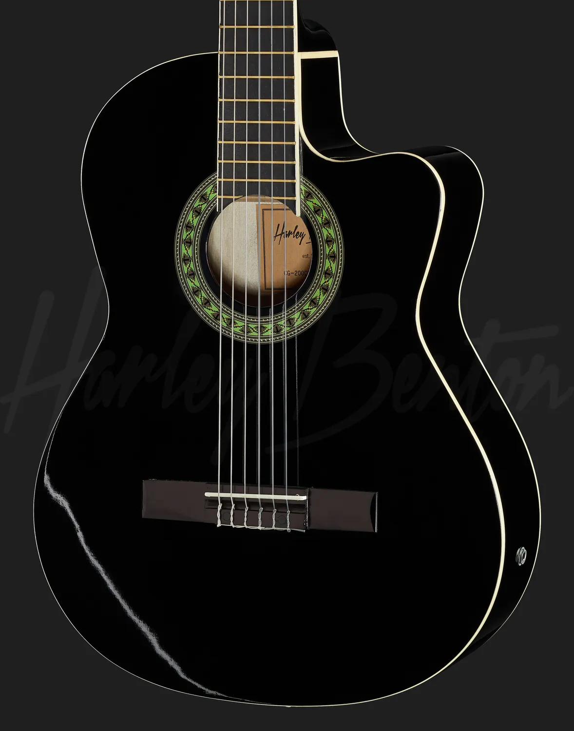 Harley Benton CG200CE-BK Konzertgitarre Schwarz Pickup