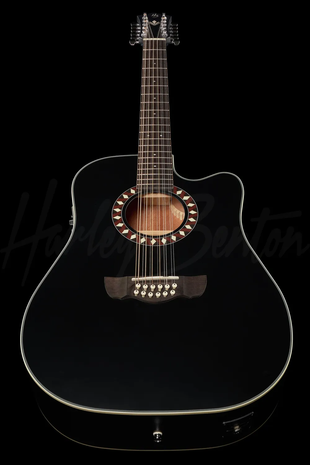 Harley Benton Custom Line CLD-10SCE-12 Westerngitarre 12-saitig Schwarz