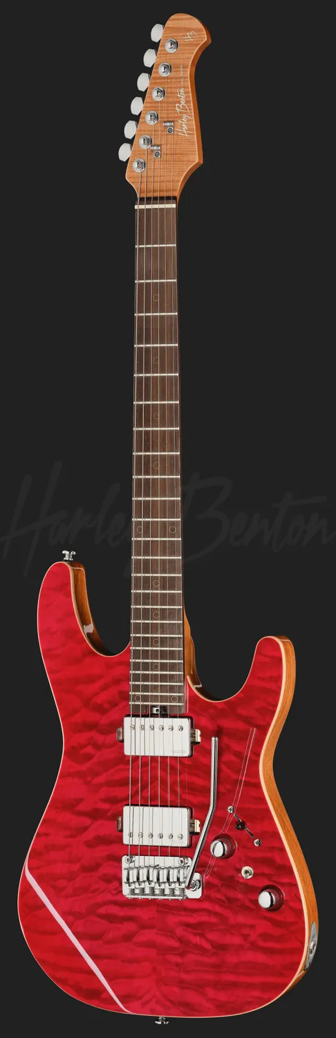 Harley Benton Progressive Fusion-IV HH RW QRG E-Gitarre Quilt Raspberry