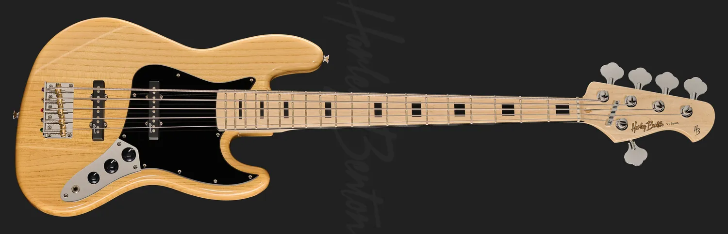 Harley Benton Vintage JB-75-5MN E-Bass Natur 5-saitig Esche