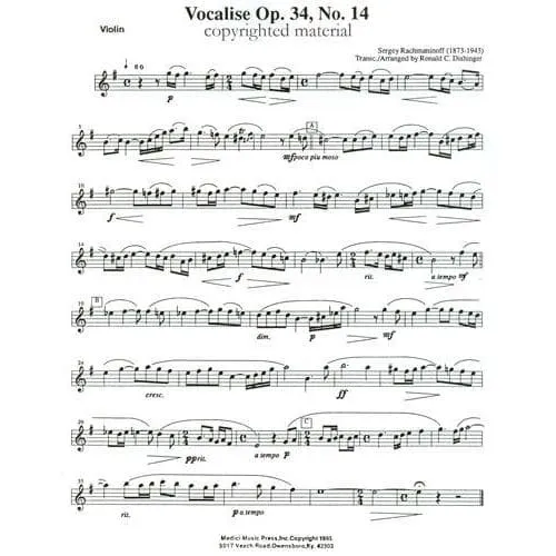 Rachmaninoff Vocalise op.34 Nr.14 Violine Klavier