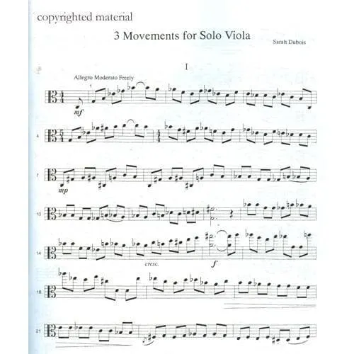 DuBois 3 Movements Solo-Viola Noten dunkel