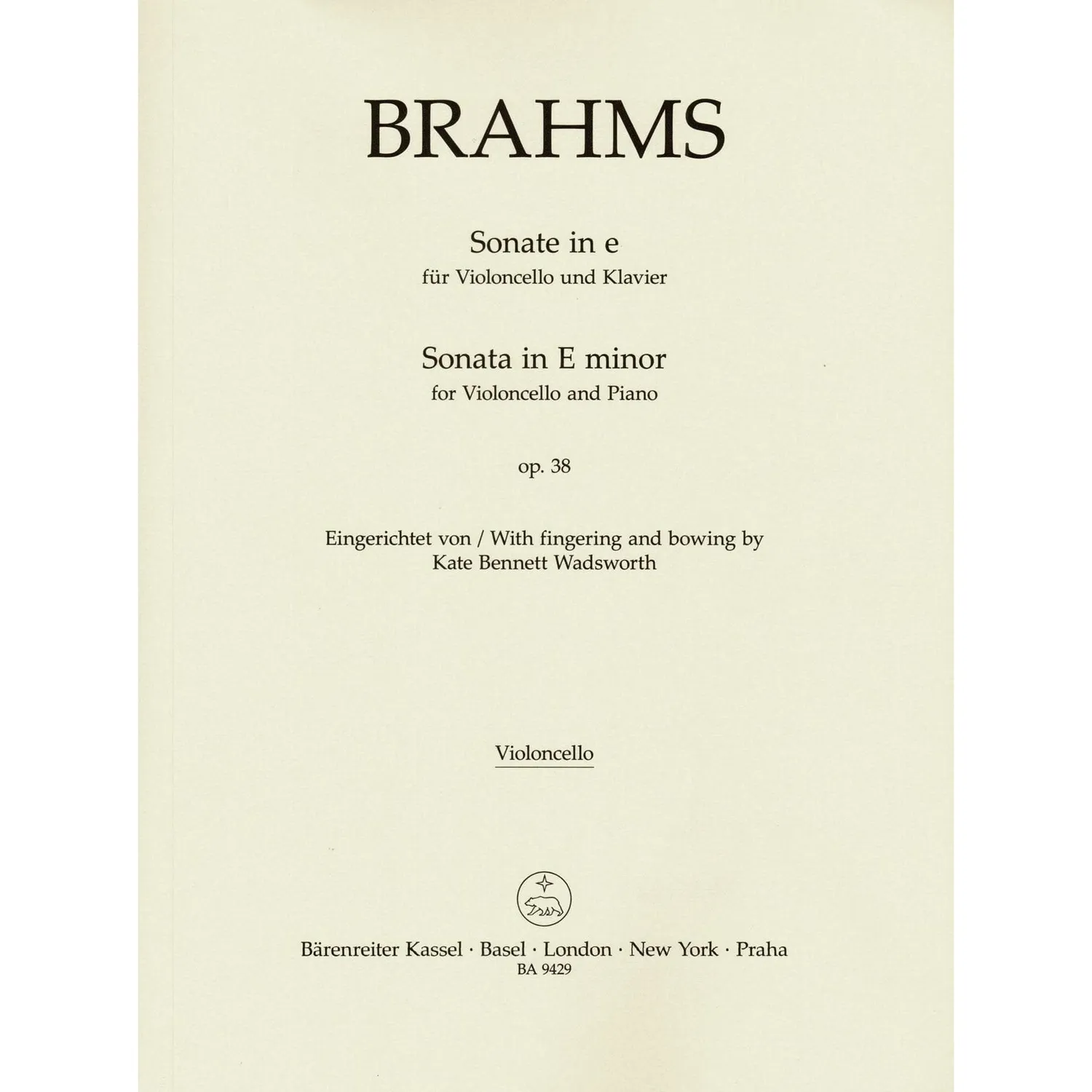 Brahms Sonate e-moll Op 38 Noten Cello Klavier Bärenreiter