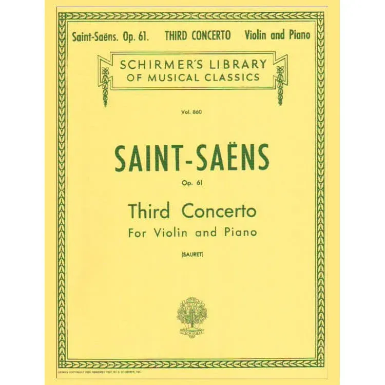 Schirmer Saint-Saëns Konzert Nr 3 Op 61 Violine Noten