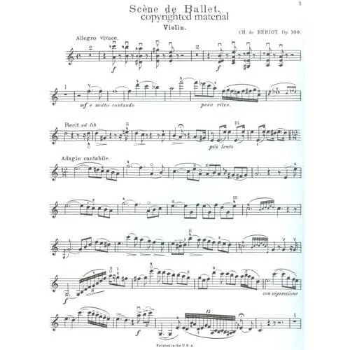 Schirmer Beriot Scene de Ballet Op100 Violinenoten