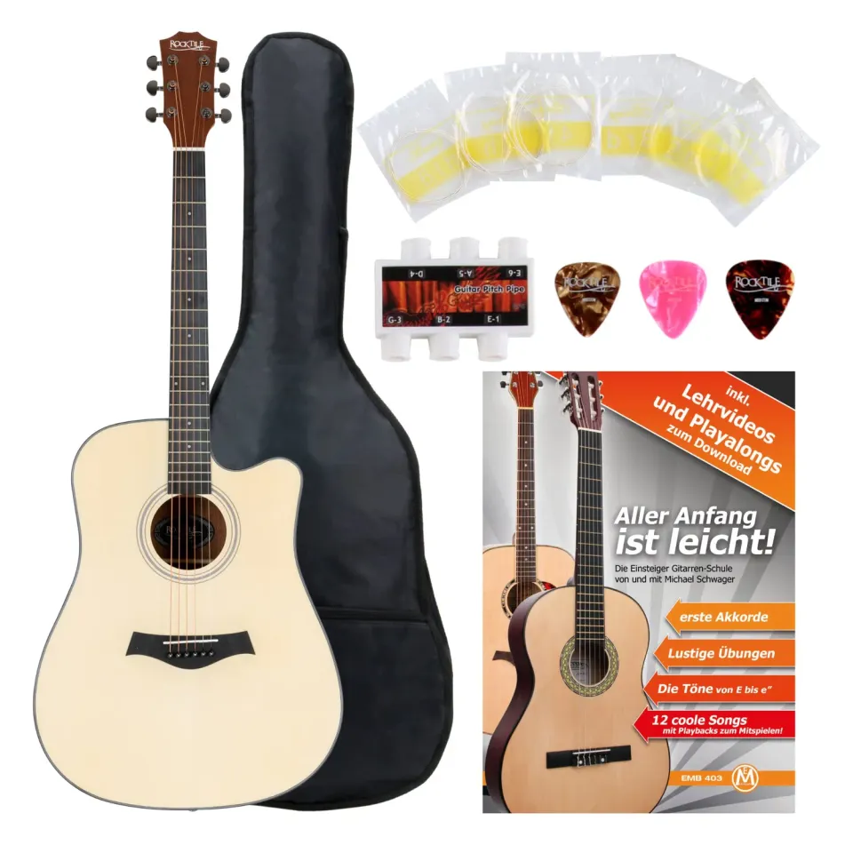 Rocktile WSD-101C NT Westerngitarre Starter-Set Dreadnought Fichte