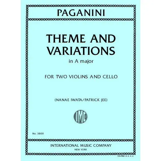 International Paganini Thema Variationen A-Dur Noten 2 Violinen Cello