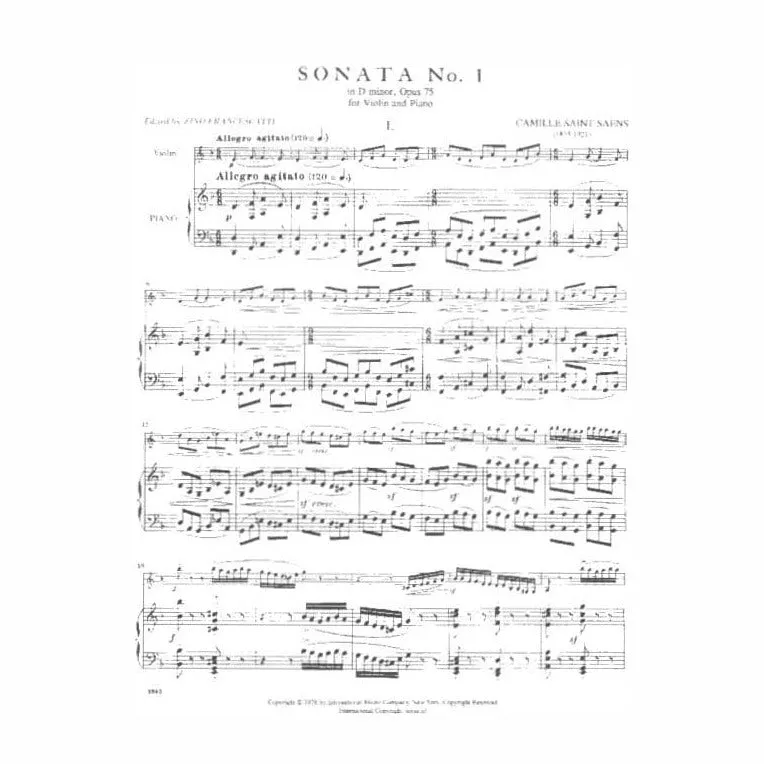 International Sonata No 1 d-moll Op 75 Noten Violine Klavier