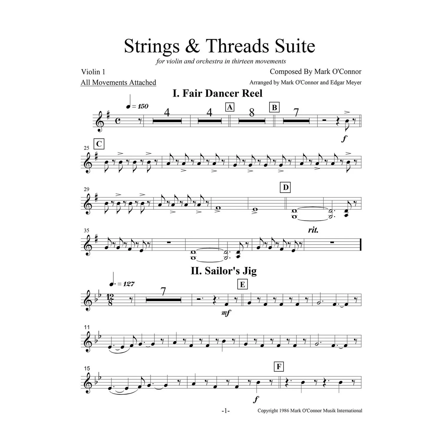 O'Connor Strings Threads Suite Violine Orchester Stimmen Download
