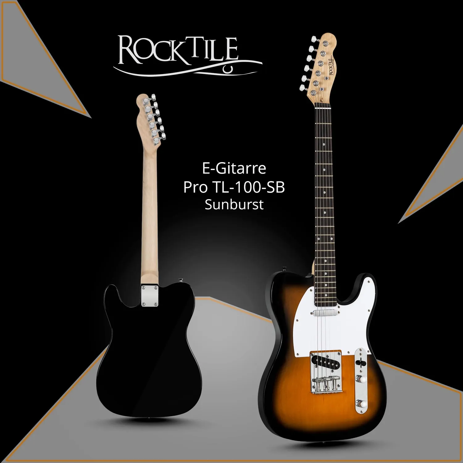 Rocktile Pro TL100-SB E-Gitarre Sunburst Set mit Zubehör