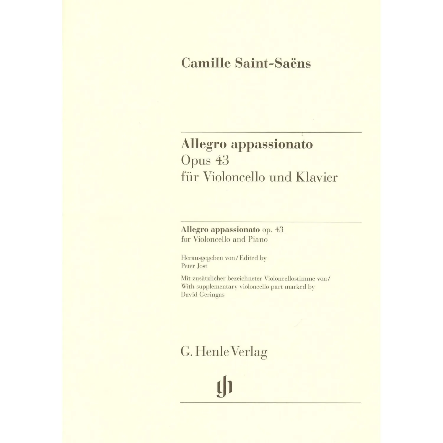 Henle Saint-Saëns Allegro Appassionato op. 43 Noten Cello Urtext