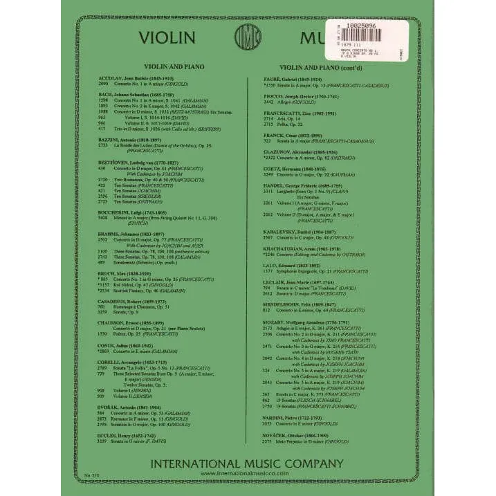 International Bruch Konzert Nr. 1 g-Moll op. 26 Violinenoten