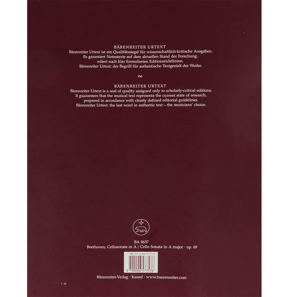 Beethoven Sonate A-Dur op.69 Cello Klavier Bärenreiter