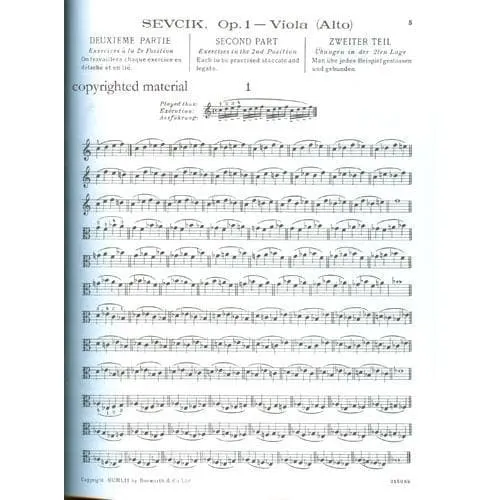 Shar Music Sevcik Schule Op 1 Teil 2 Noten Viola Tertis