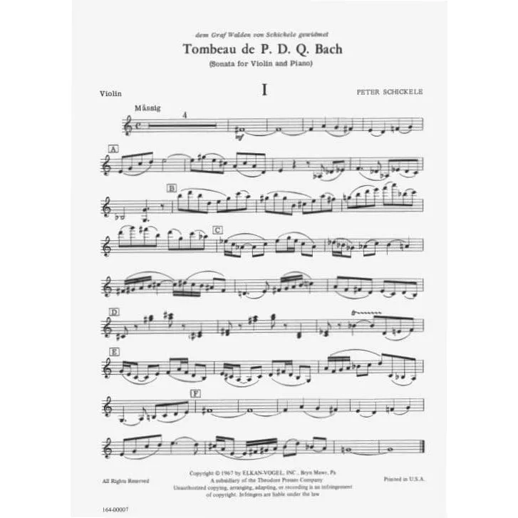 Theodore Presser Tombeau de PDQ Bach Noten Violine Klavier