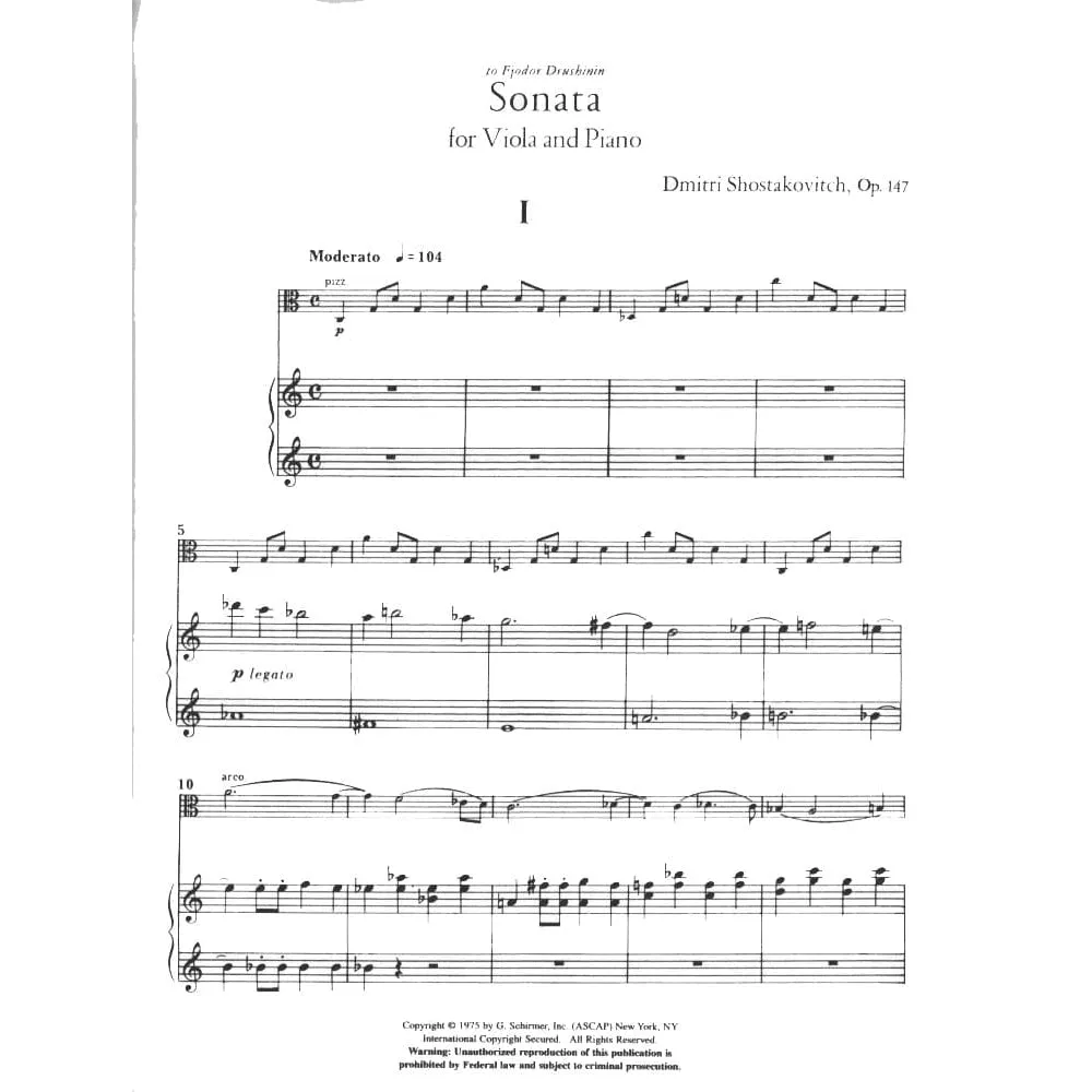 Schostakowitsch Sonate Op 147 Bratschenoten Klavier