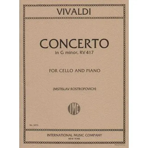 Vivaldi Konzert g-Moll RV417 Cellonoten Klavier