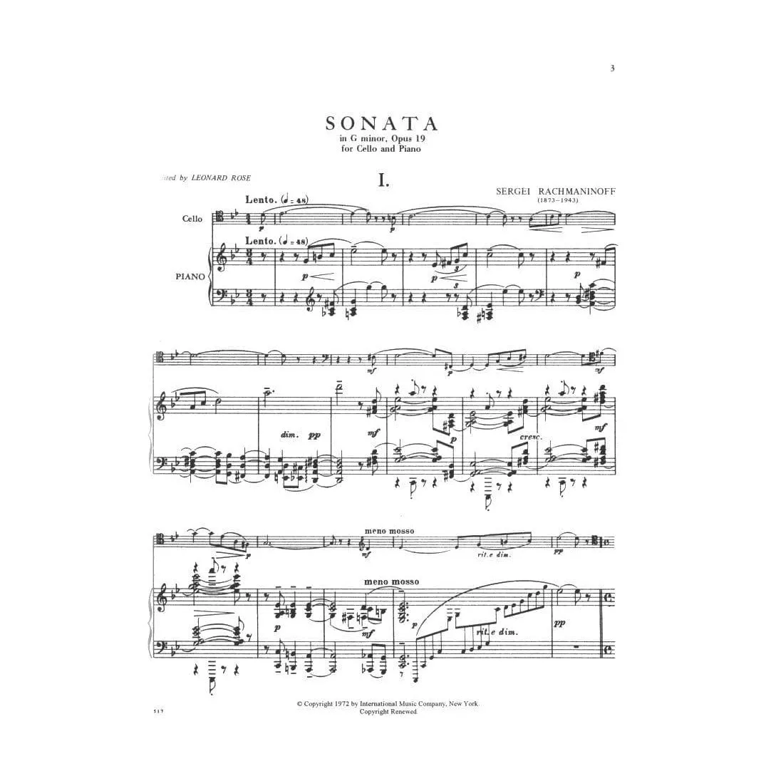International Rachmaninoff Cellosonate g-moll Op.19 Cello Klavier
