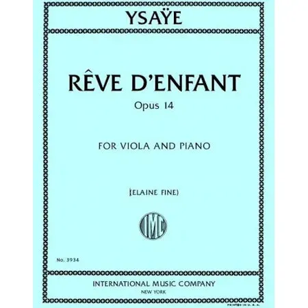 Ysaÿe Rêve d'Enfant Noten Viola Klavier Fine lyr.