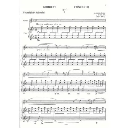 Shar Music Sibelius Op 47 Violinkonzert Noten Violine Klavier