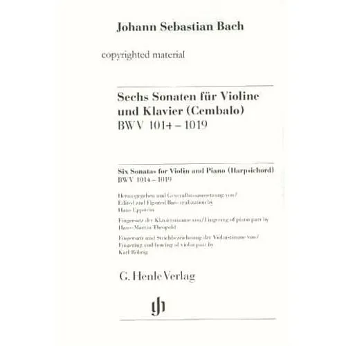 Henle Bach Sechs Sonaten BWV 1014-1019 Violinnoten Urtext