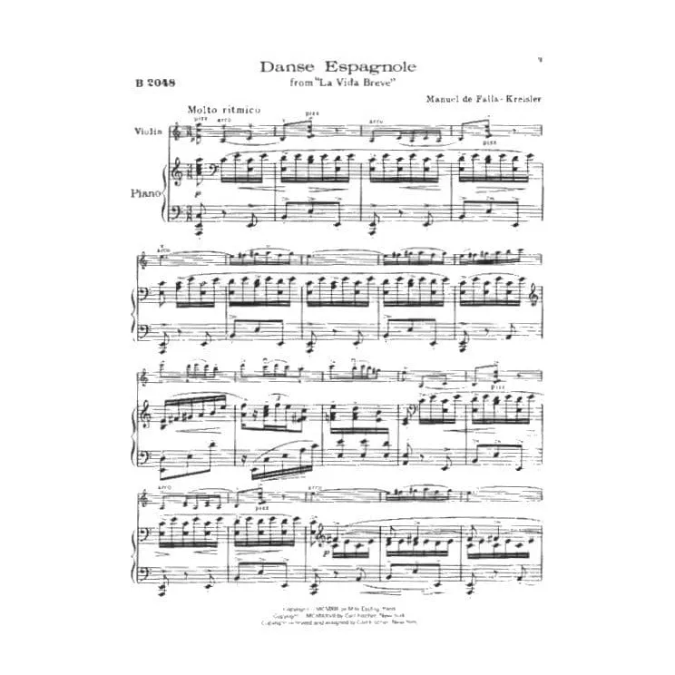 Carl Fischer Falla Danse Espagnole Violine Klaviernoten