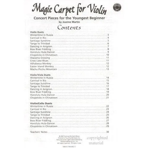 Shar Magic Carpet Violine Noten Buch CD Anfänger