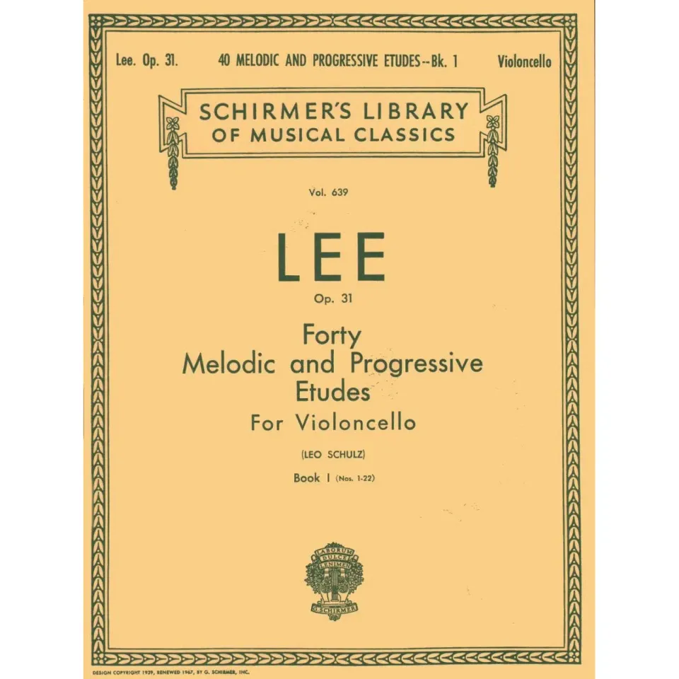 Schirmer Lee Op 31 Etüden Noten für Cello solo Band 1
