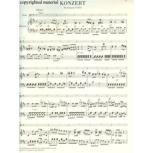 Henle Stamitz Konzert D-Dur Op. 1 Viola-Noten Klavier