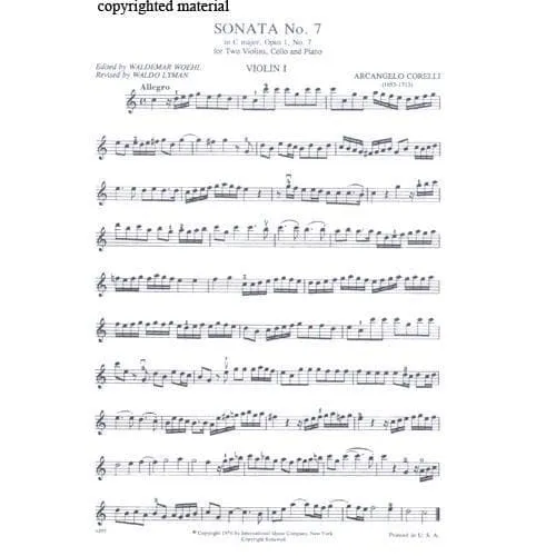 Corelli 12 Triosonaten Op.1 Vol.3 Noten 2 Violinen Klavier