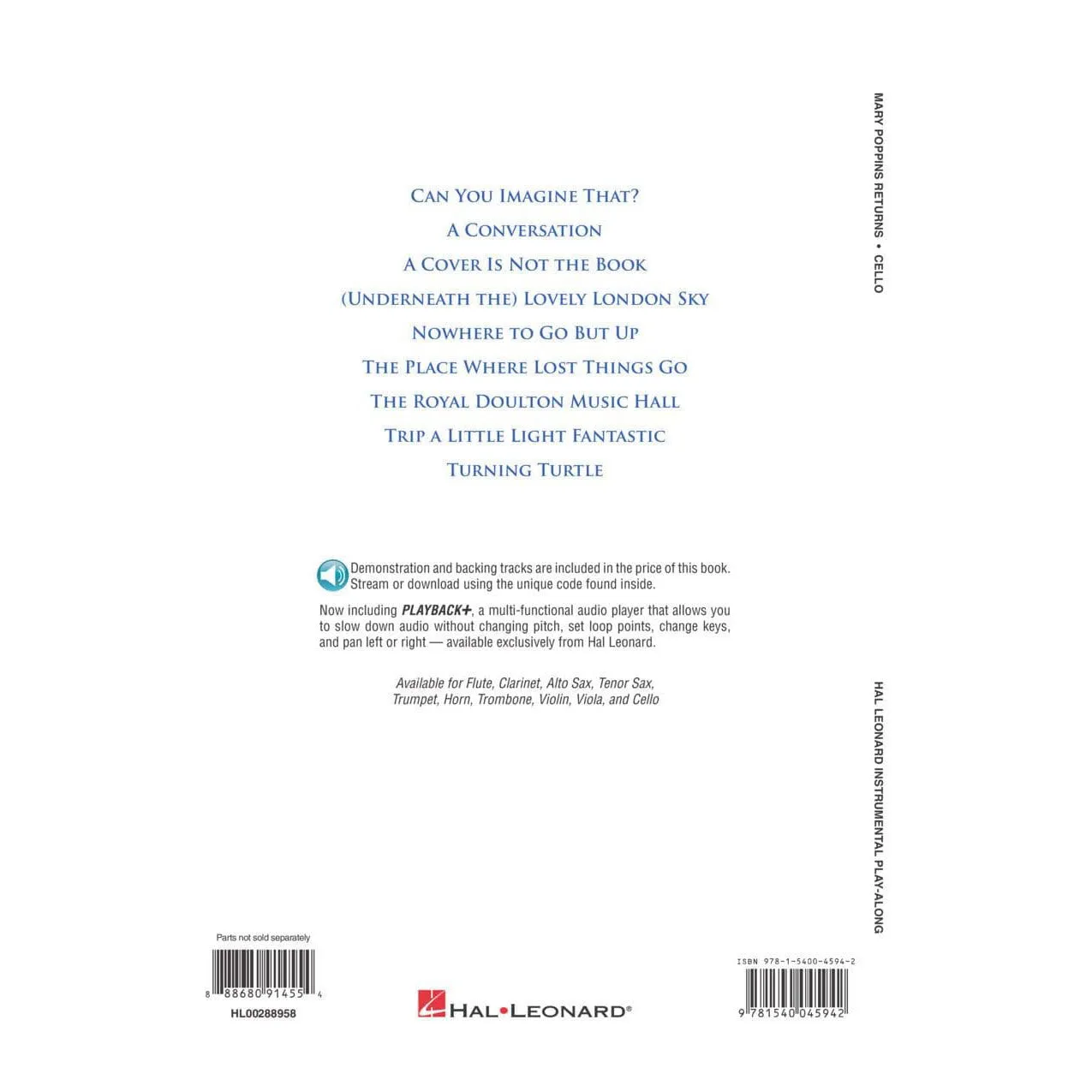 Hal Leonard Mary Poppins Returns Cellonoten für Cello mit Audio