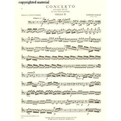 International Vivaldi Konzert g-Moll RV 531 Noten 2 Celli