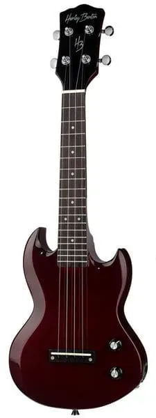 Harley Benton DC-Ukulele CH E-Ukulele Sopran Kirschrot 18 Bünde